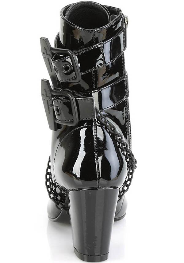 Demonia VIVIKA-128 [Black Patent] - Close Up