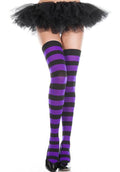 MUSIC LEGS Wide Stripe [Black/Purple] | THIGH HIGHS - Front